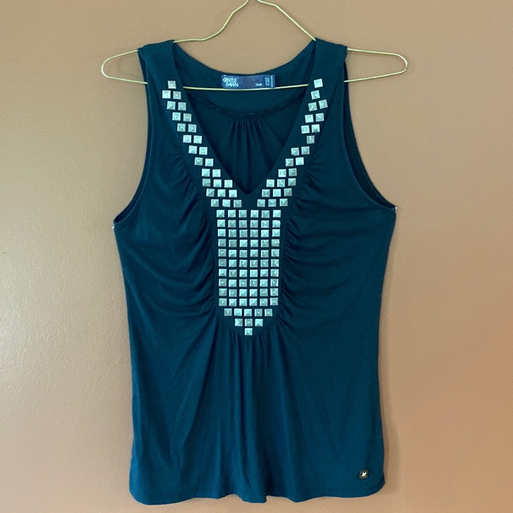 Gentle Fawn ladies stretchy tank top with metallic embellishments.